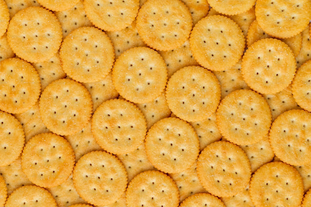 a bunch of crackers that are on a table