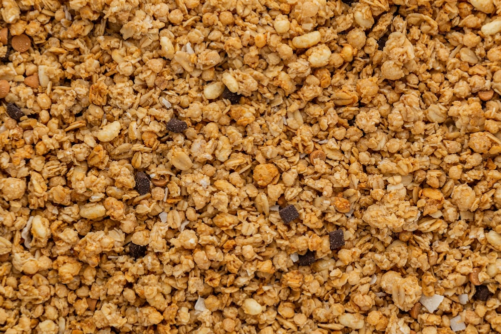 a close up of a mixture of granola