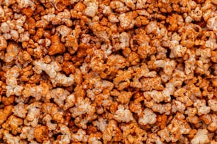 a close up of a pile of popcorn