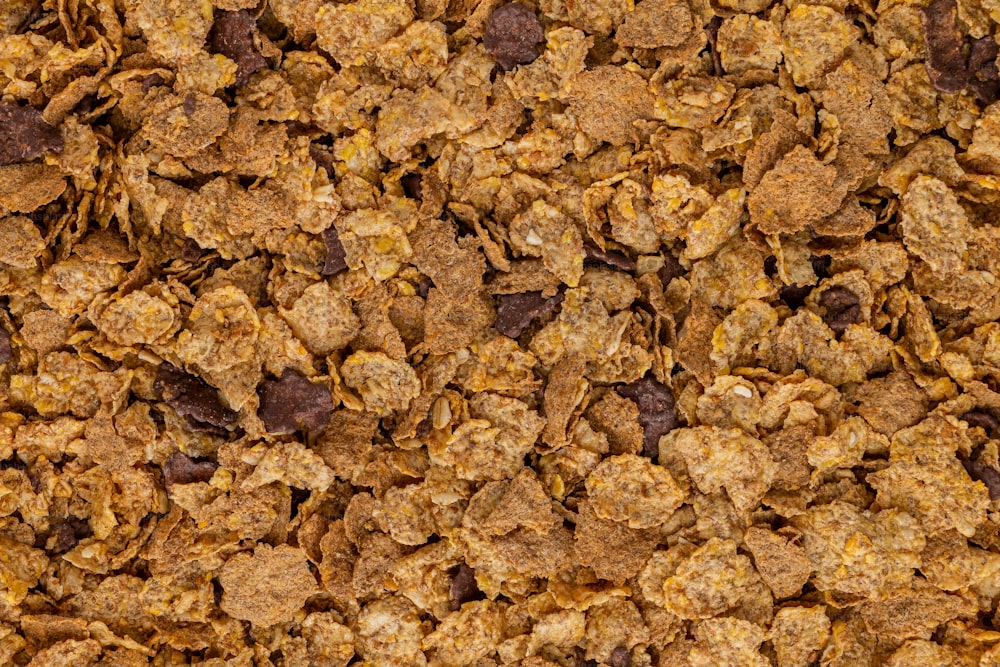 a close up of a mixture of cereal