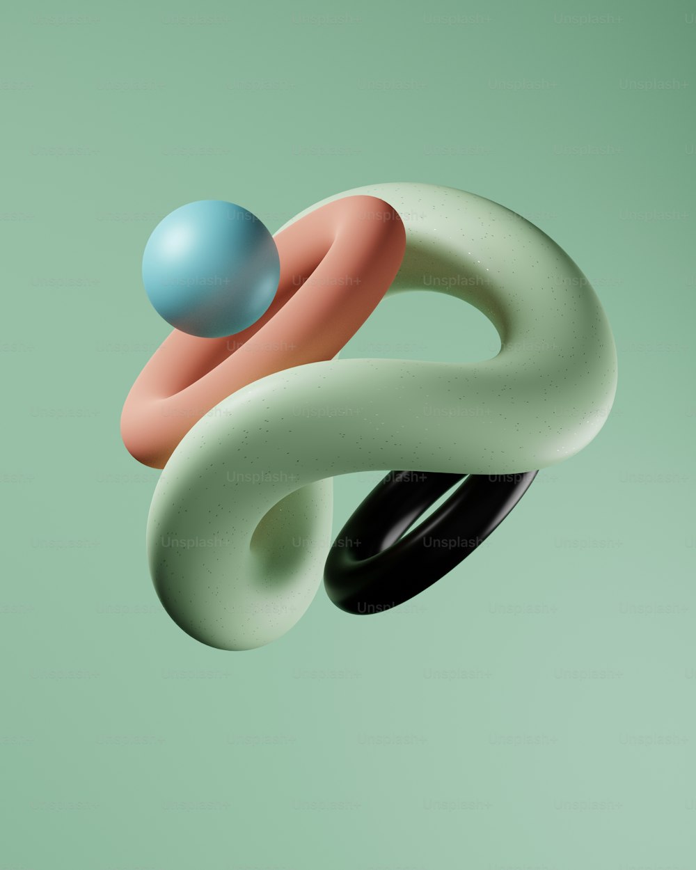 Una imagen 3D de un anillo y una pelota