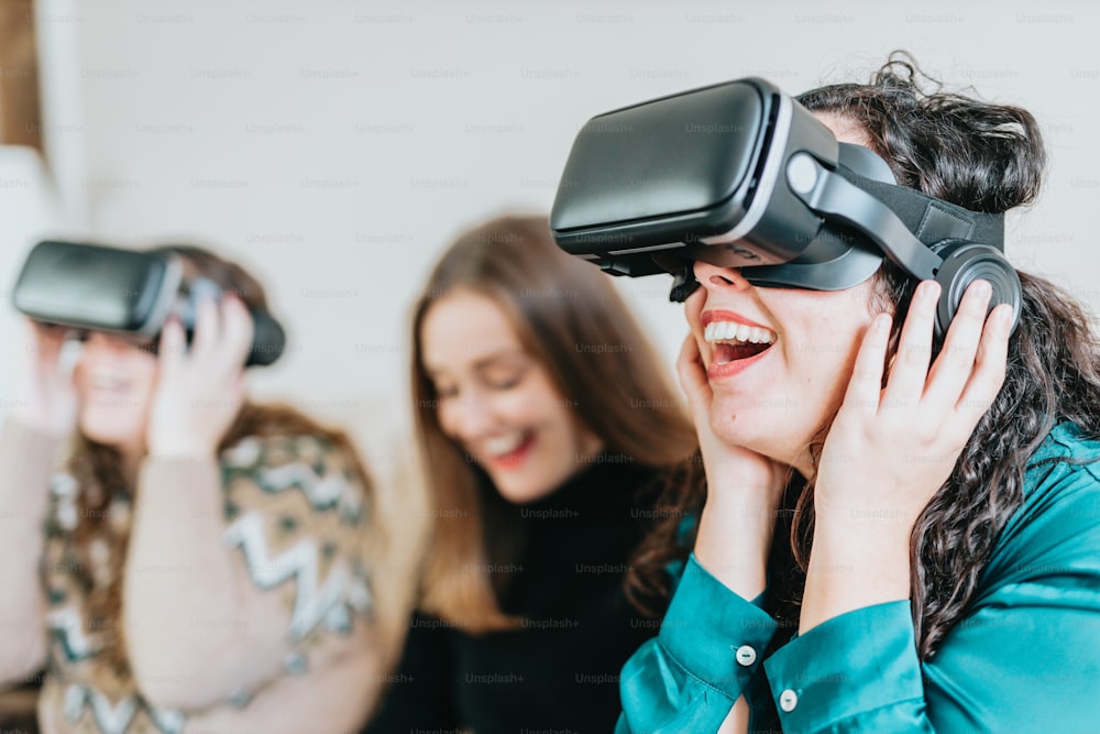 a woman wearing a pair of virtual glasses