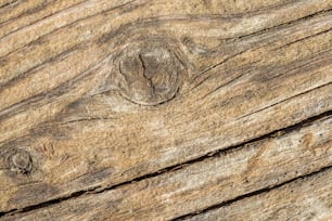 매듭이 있는 나무 표면의 클로즈업