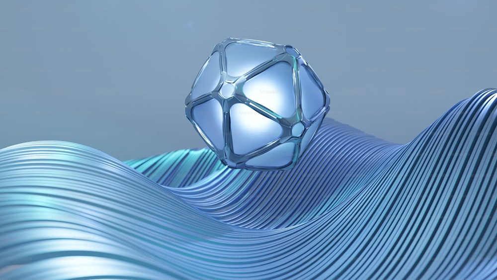 an abstract blue background with a sphere in the middle