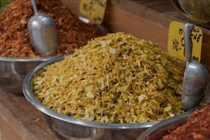 a bowl filled with lots of different types of food