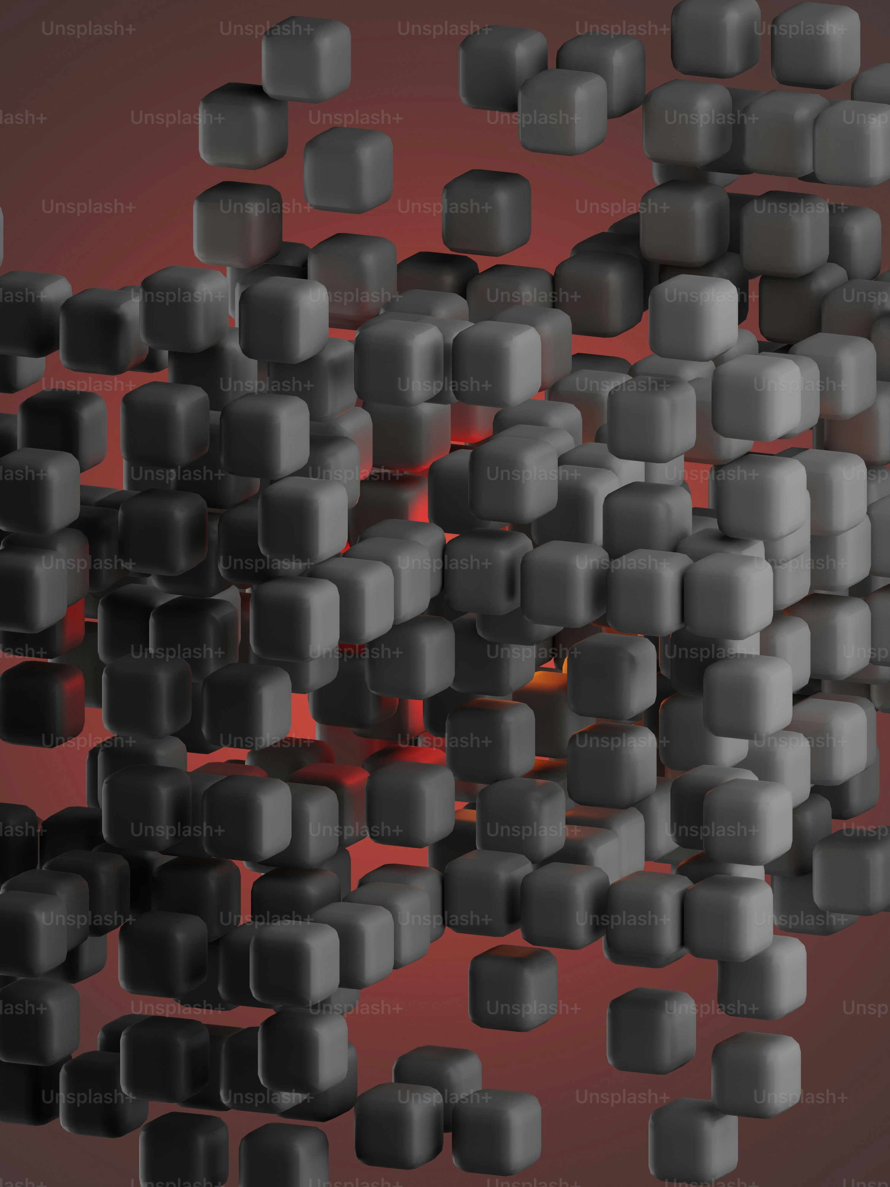 a bunch of cubes that are in the air