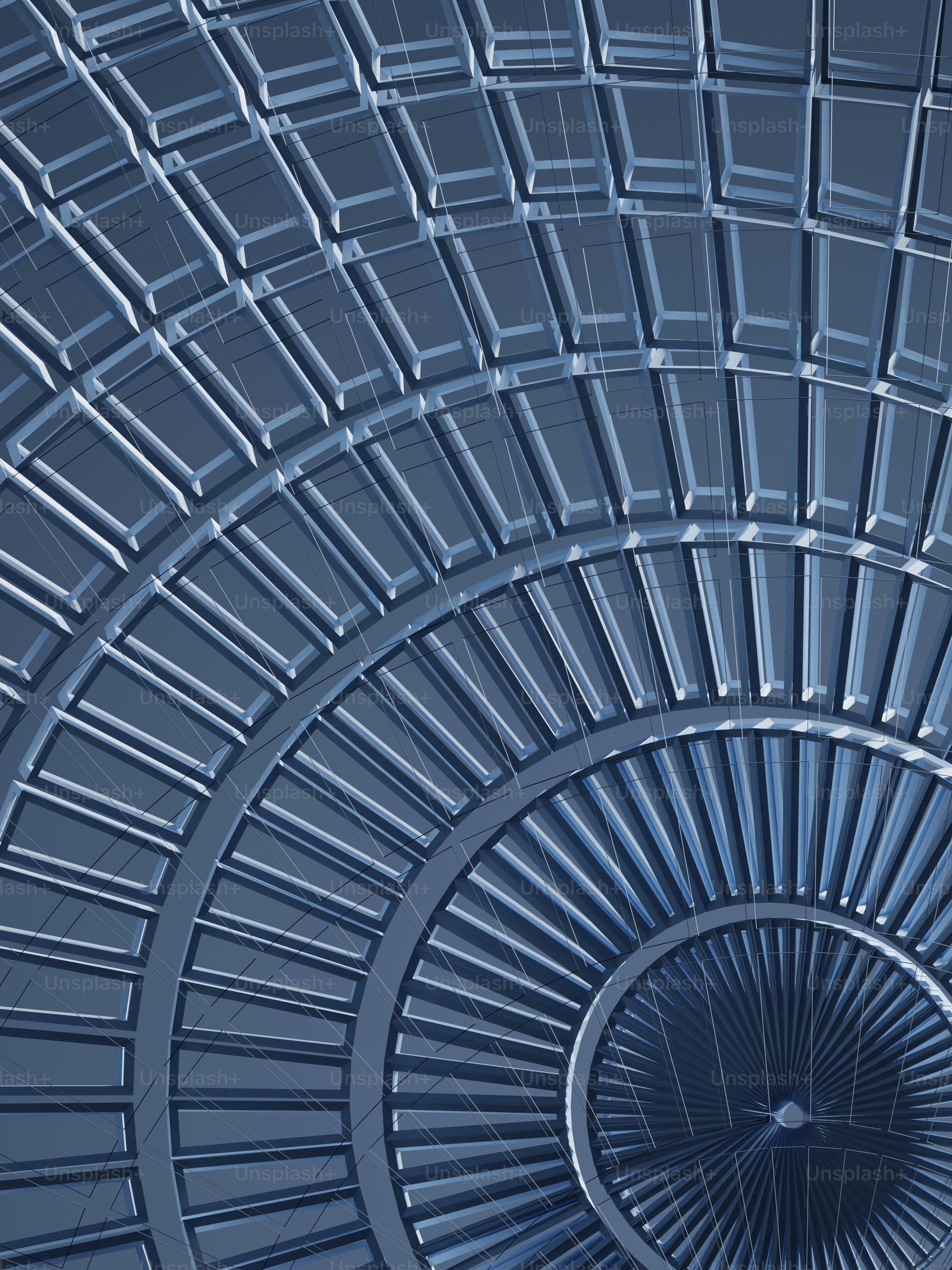 a blue ceiling with a circular design in the center