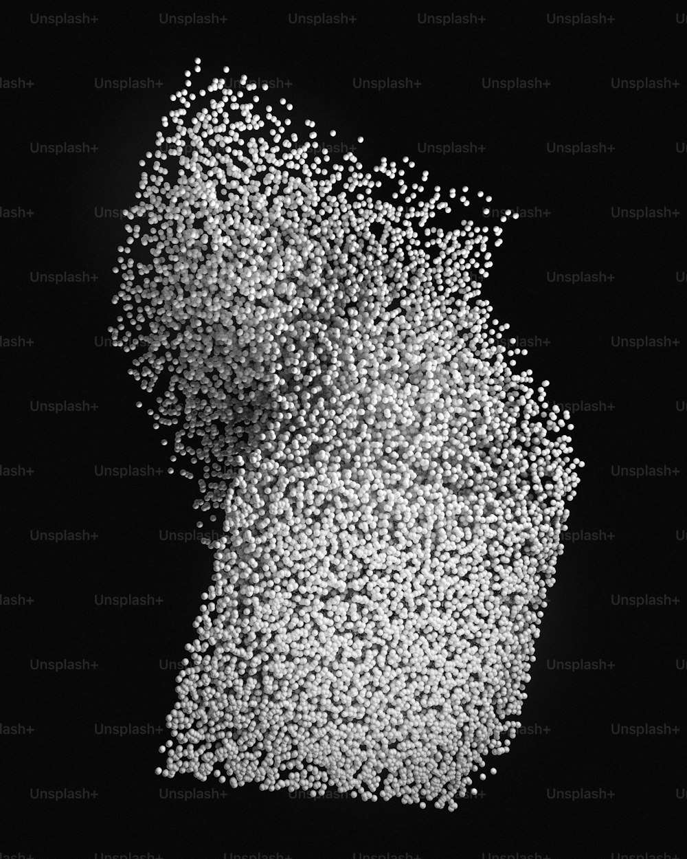 Una foto en blanco y negro de una gran cantidad de objetos pequeños