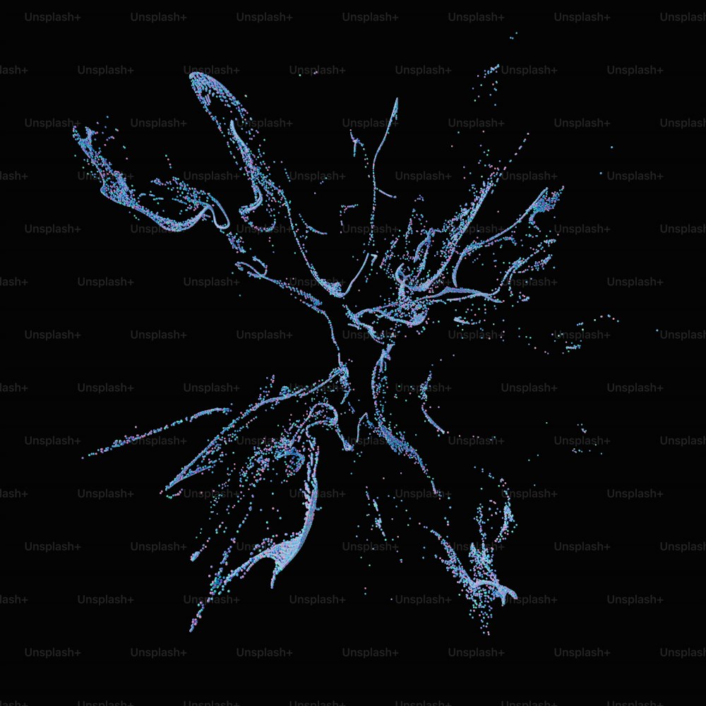a black background with blue water splashing on it