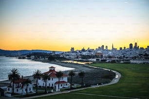 a view of a city and a body of water