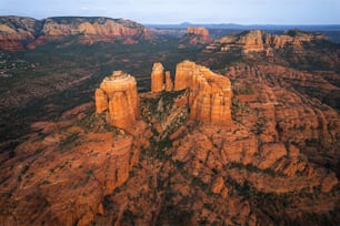 an aerial view of a rocky mountain range