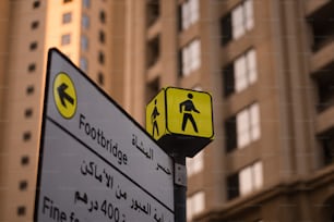 a street sign with a building in the background