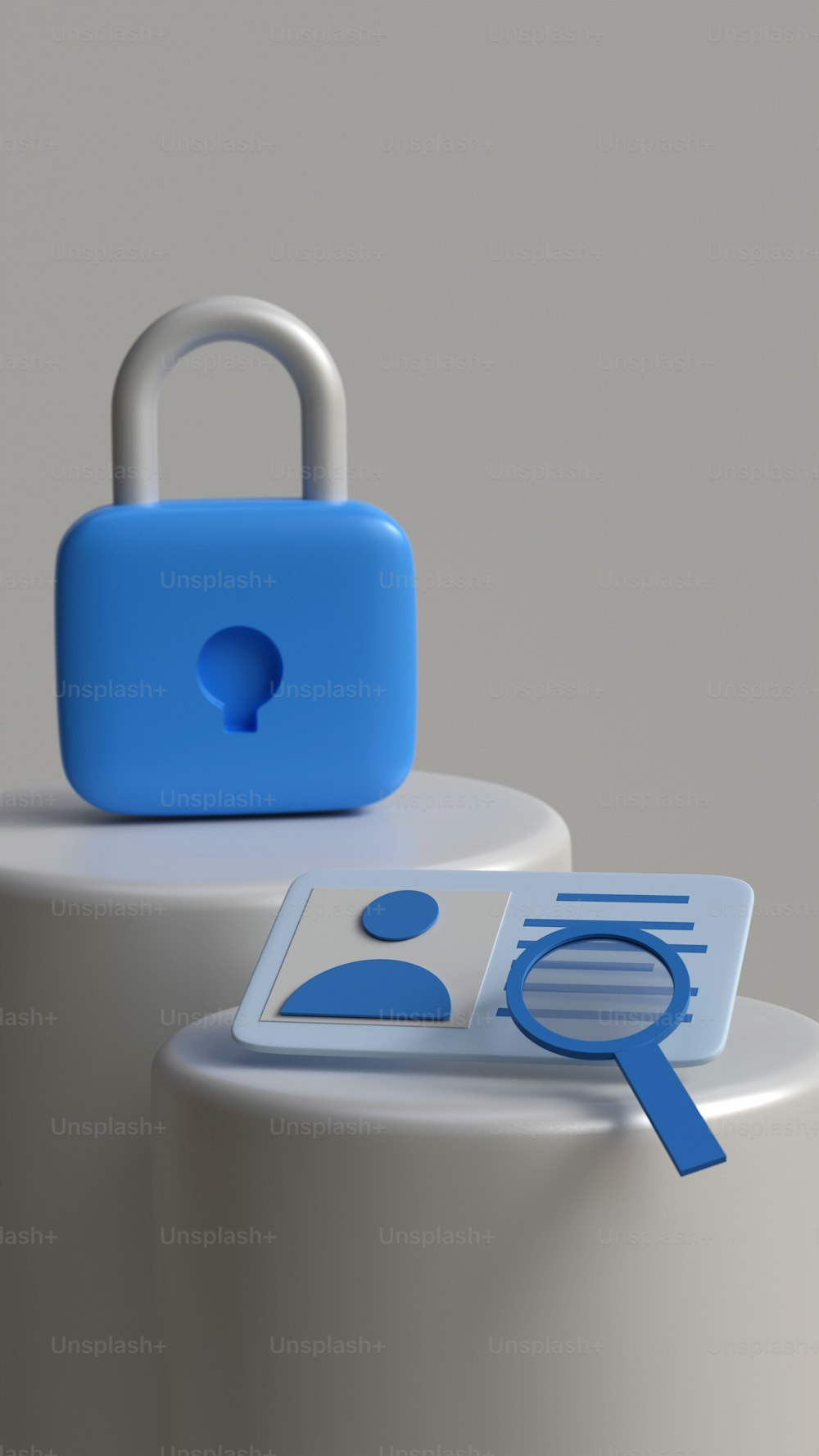 a blue padlock sitting on top of a white pedestal