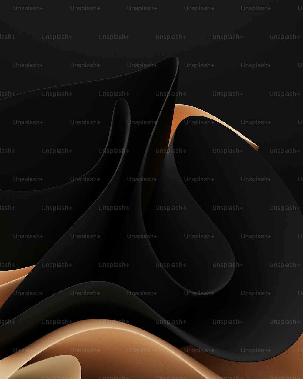 a black and gold abstract background with curves