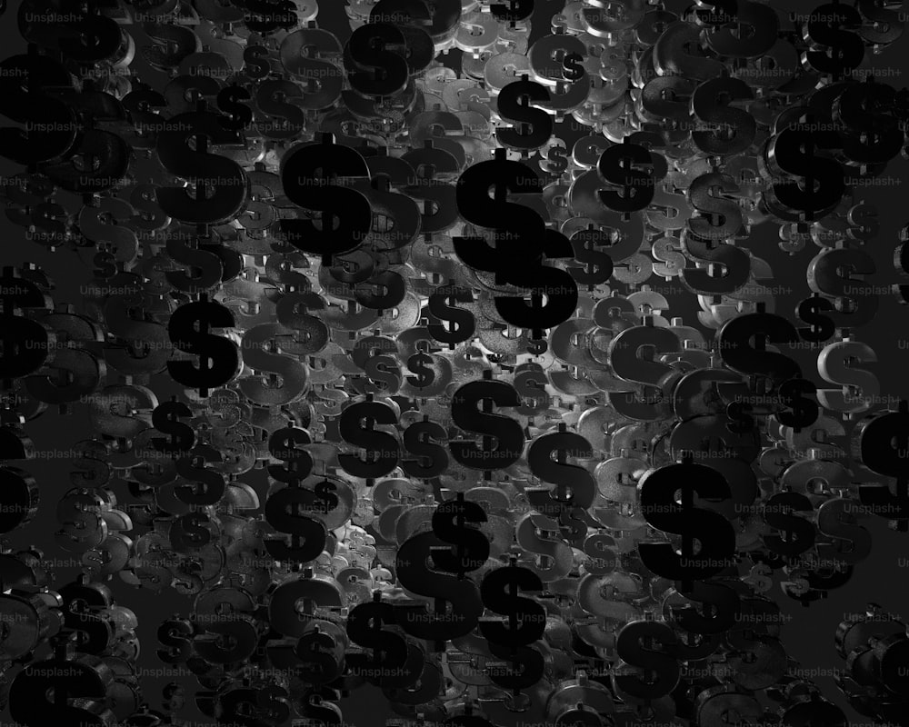 uma foto em preto e branco de um monte de botões