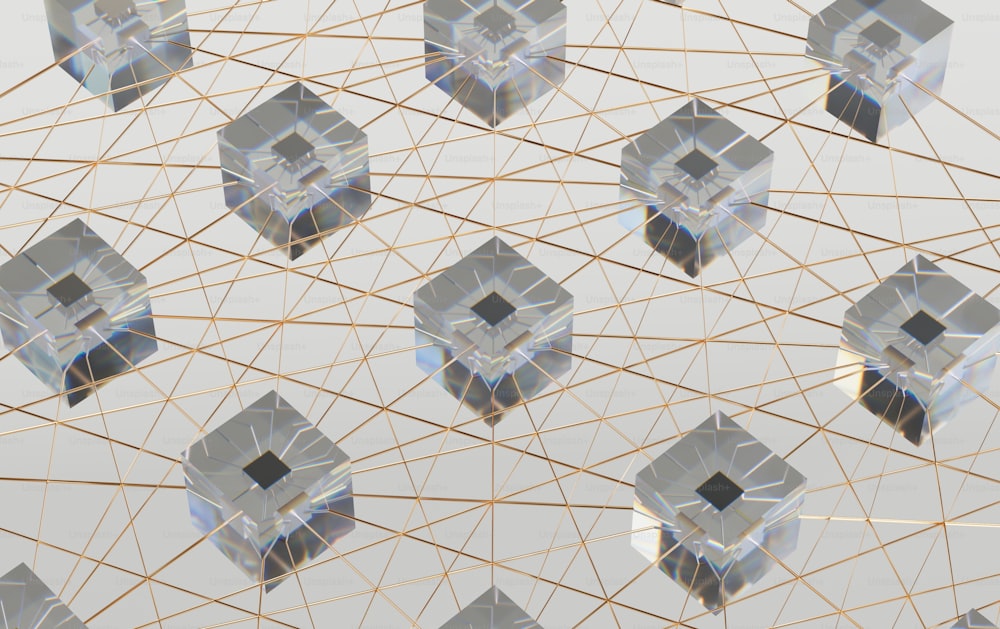 um padrão composto de cubos e linhas