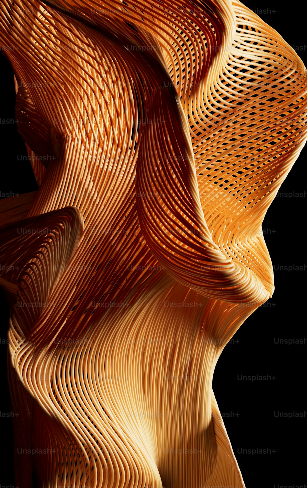 a close up of a sculpture made of wood