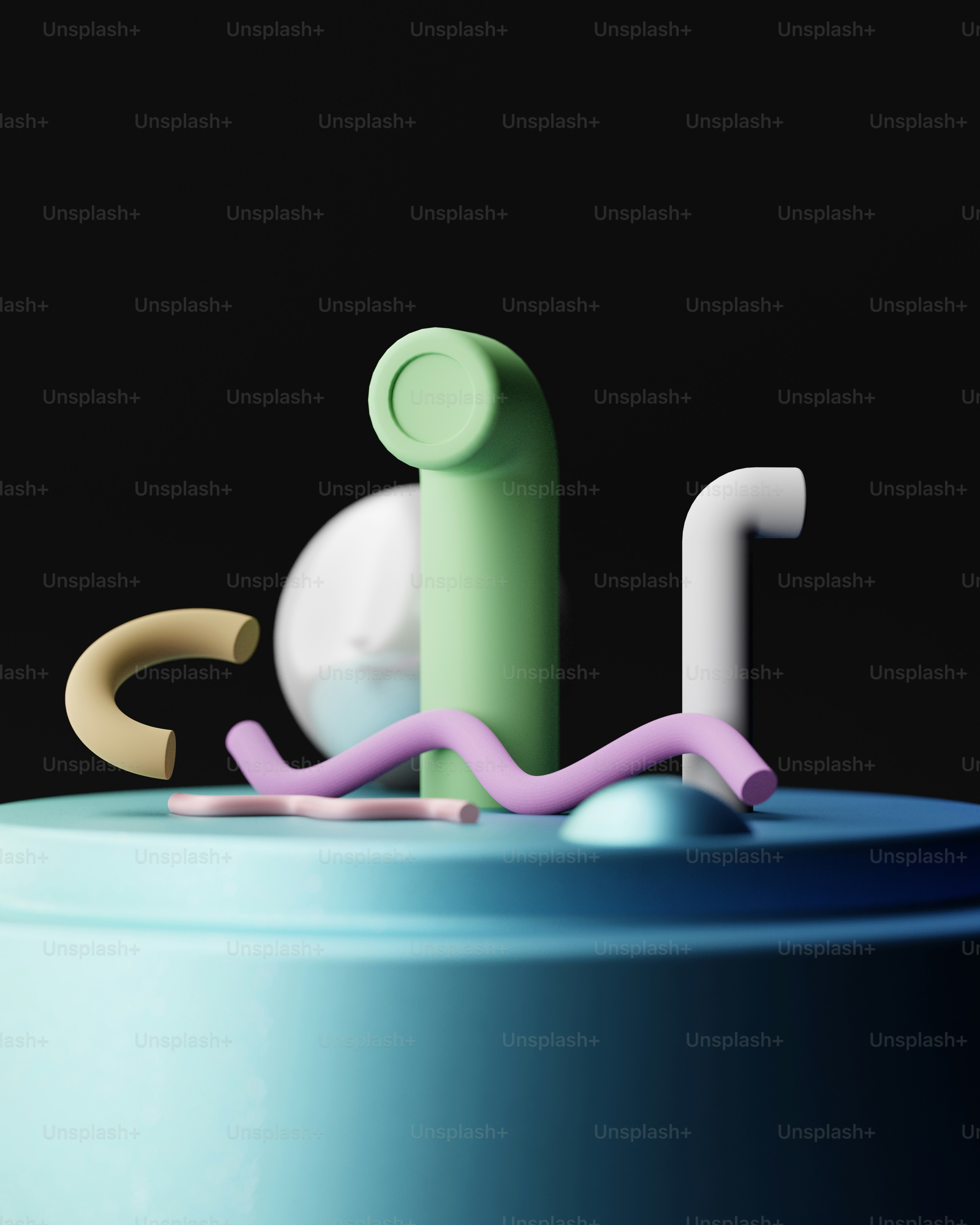 A close up of a sculpture with a lot of different shapes photo ...