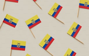 a bunch of small flags on a stick