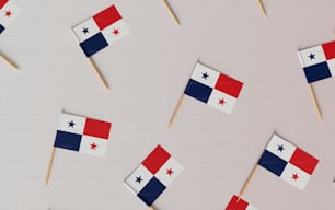 a group of flags that are on a stick