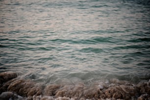 a body of water with waves coming in to shore