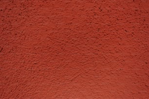 a close up of a red wall with black dots
