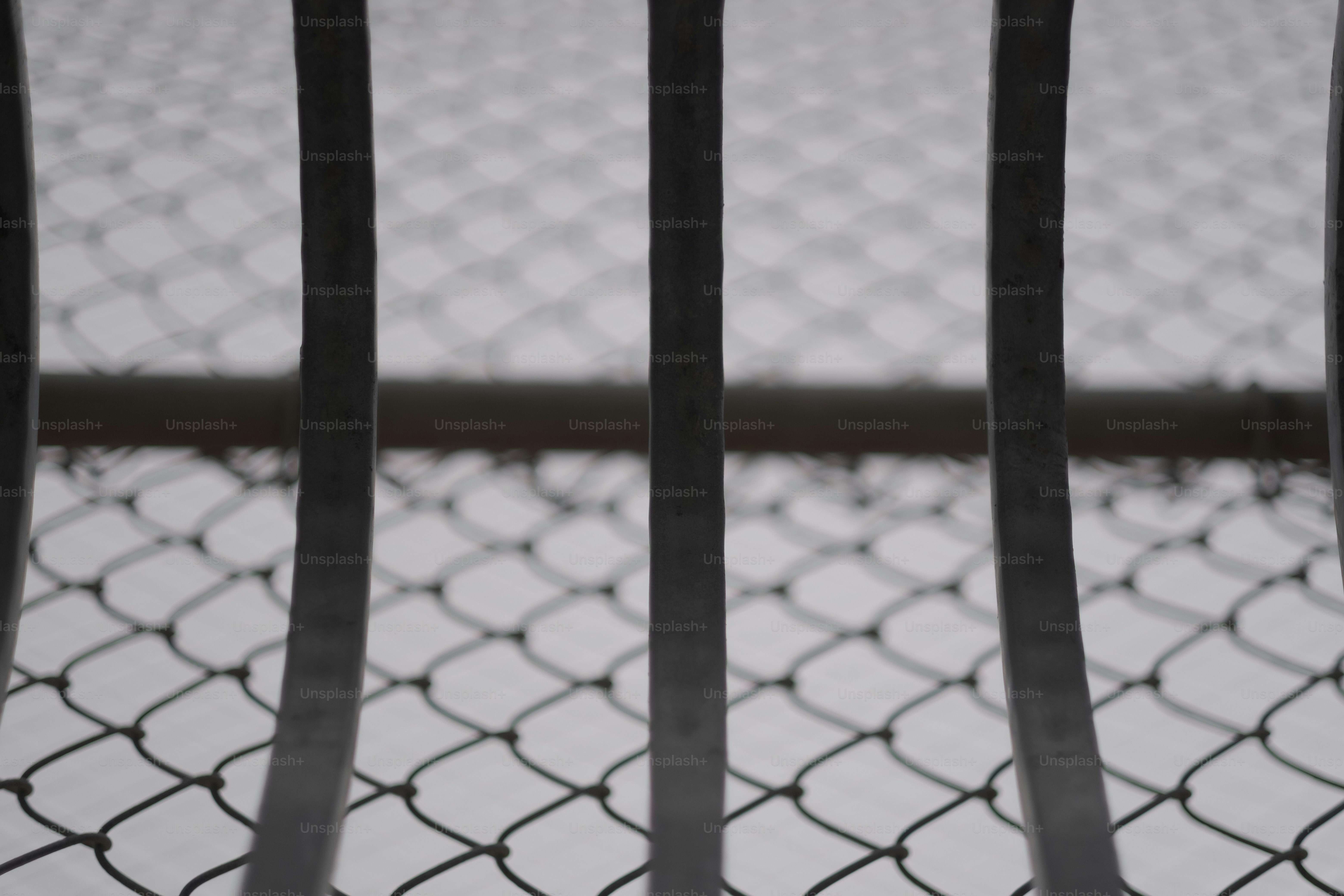 A fence with a spiked top alongside a chainlink fence.