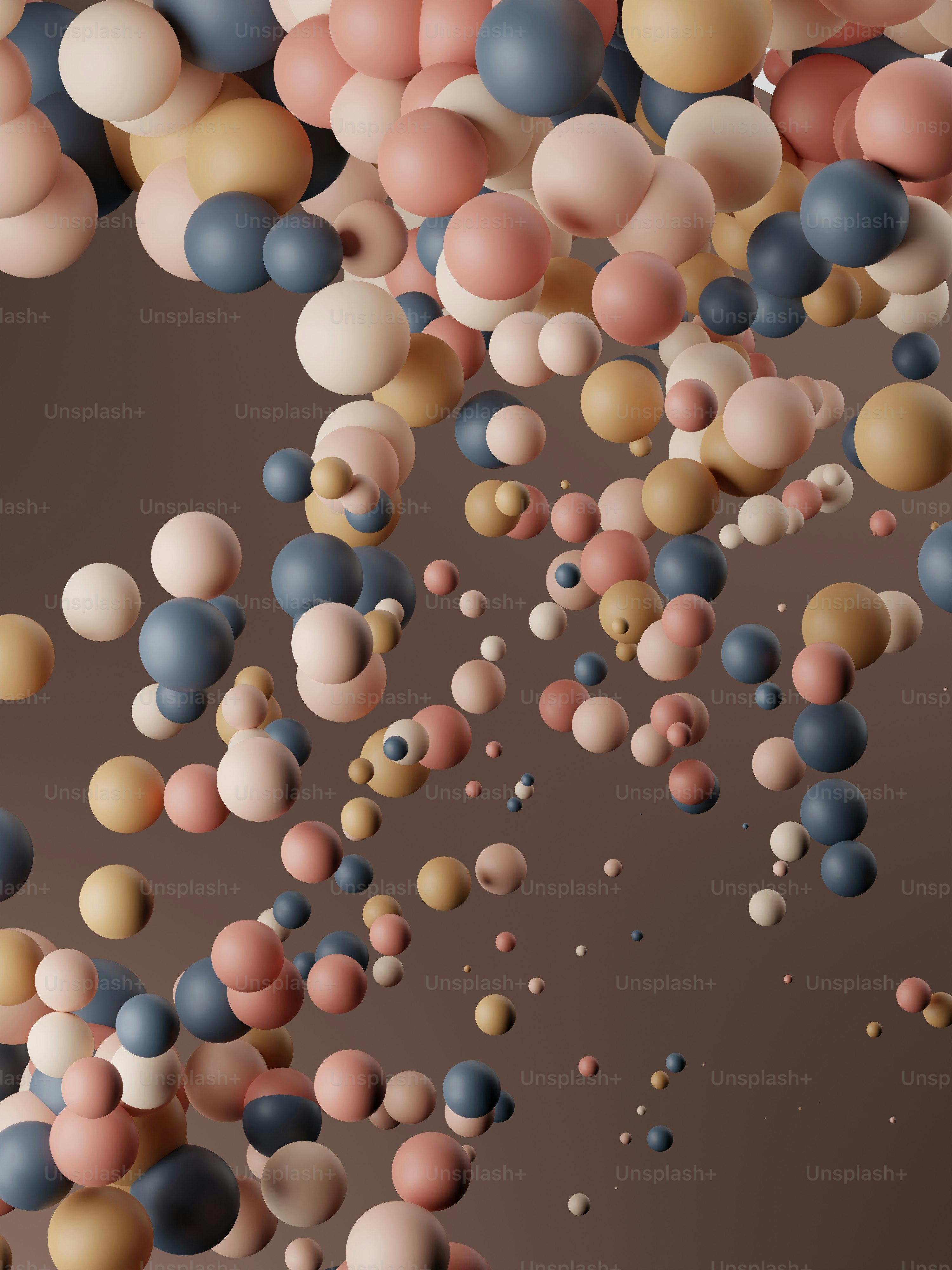 un mucchio di palloncini che fluttuano nell'aria