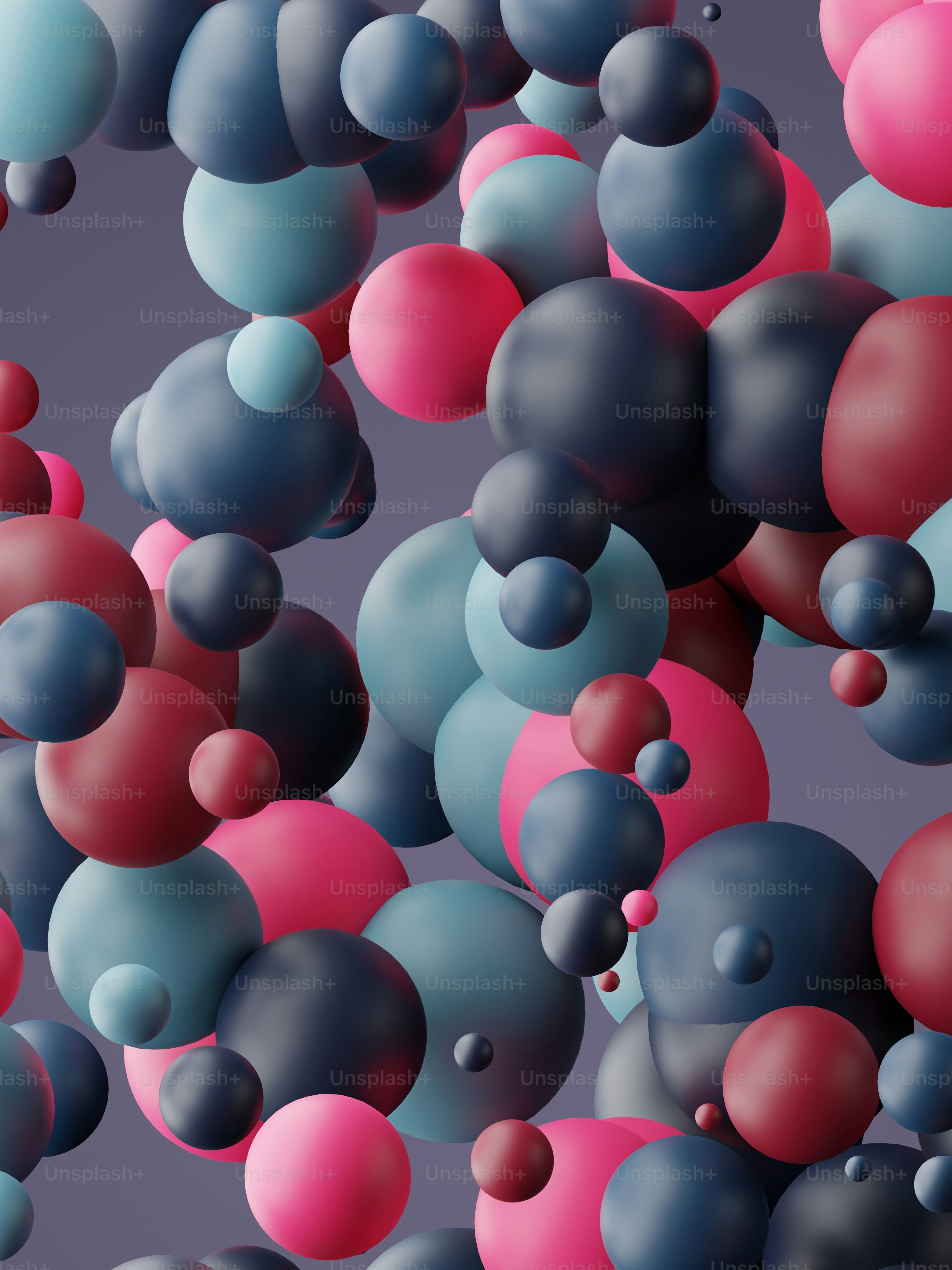 A bunch of different colored balls floating in the air photo – Pink ...
