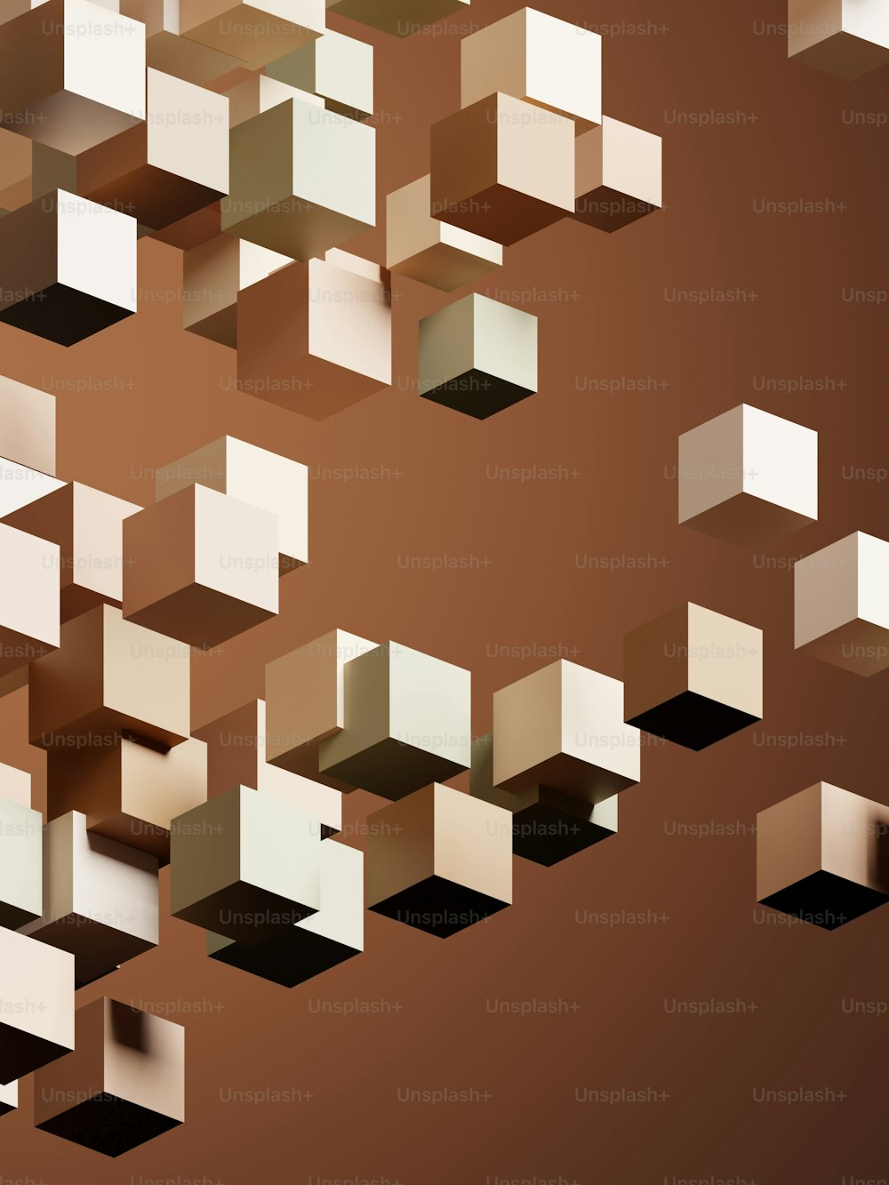 Un fondo abstracto marrón y blanco con cuadrados y rectángulos