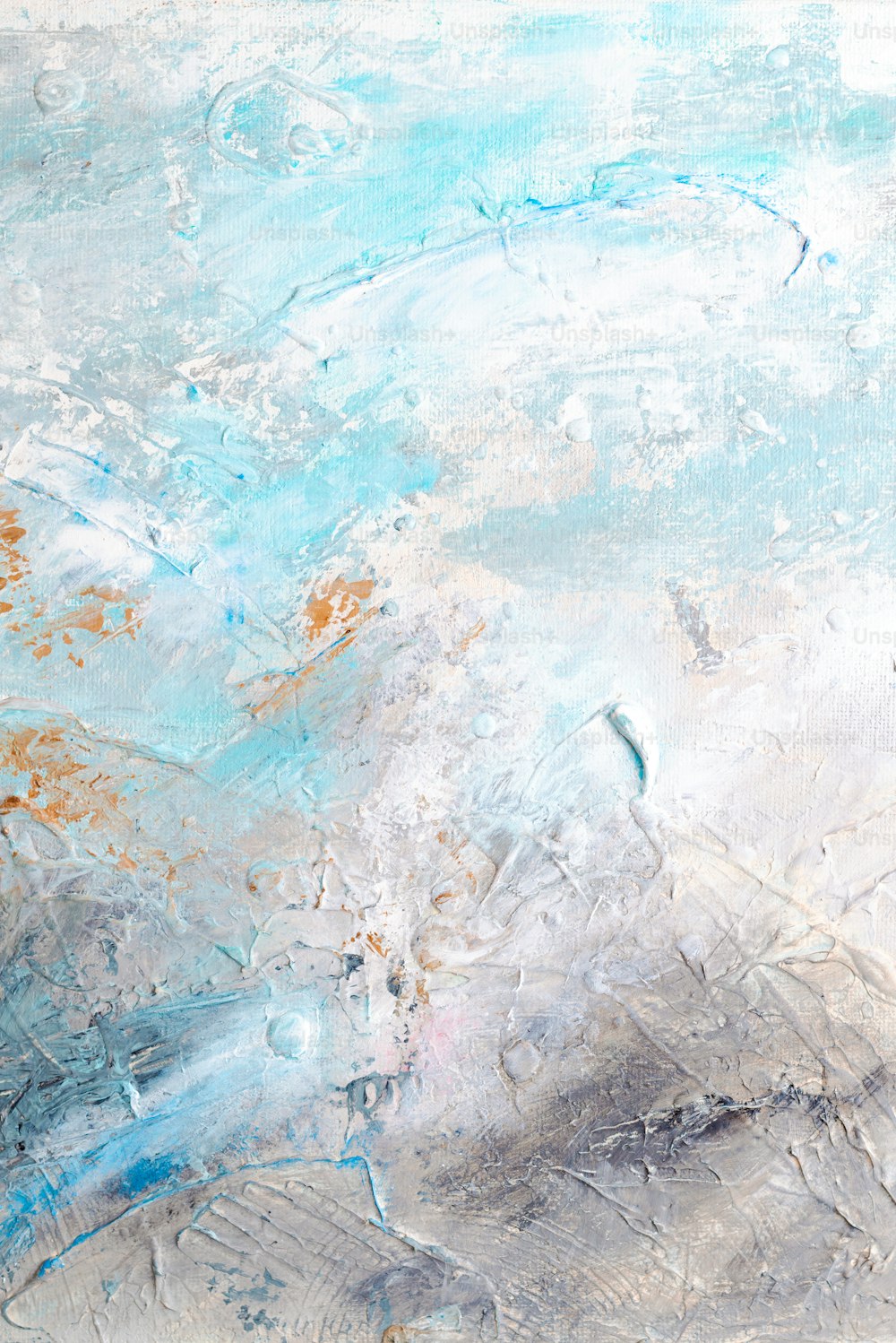 uma pintura abstrata com cores azul e branco