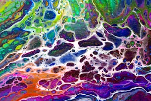 Una pintura abstracta de una sustancia multicolor