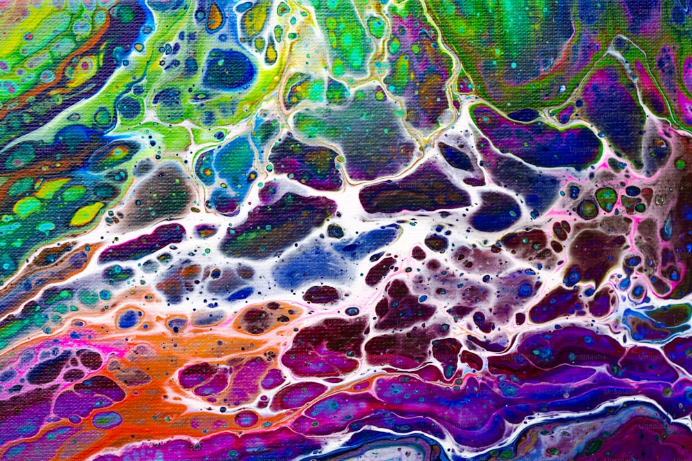 an abstract painting of a multicolored substance
