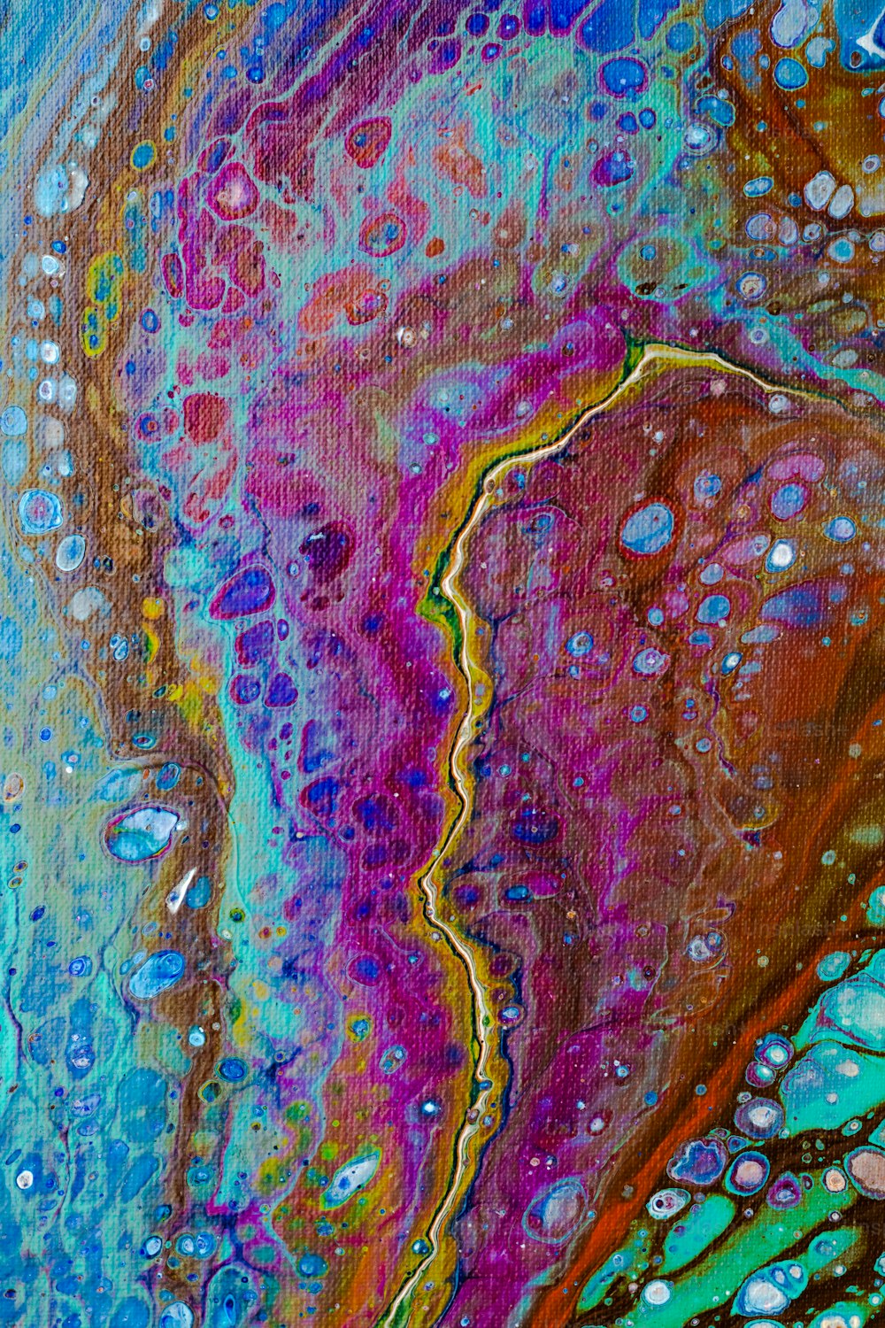 an abstract painting of water and bubbles