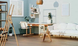 ein Wohnzimmer mit Möbeln und einem Holzboden