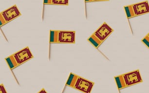 a bunch of small flags on a stick