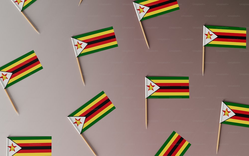 a group of flags that are on a stick