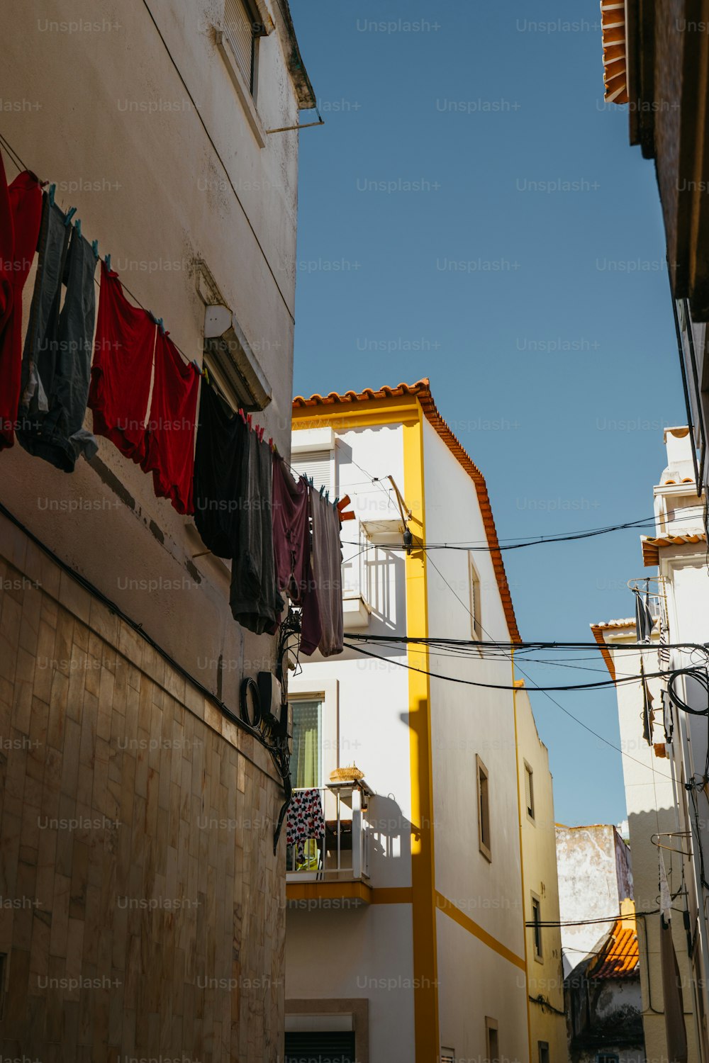 clothes hanging out to dry on a clothes line