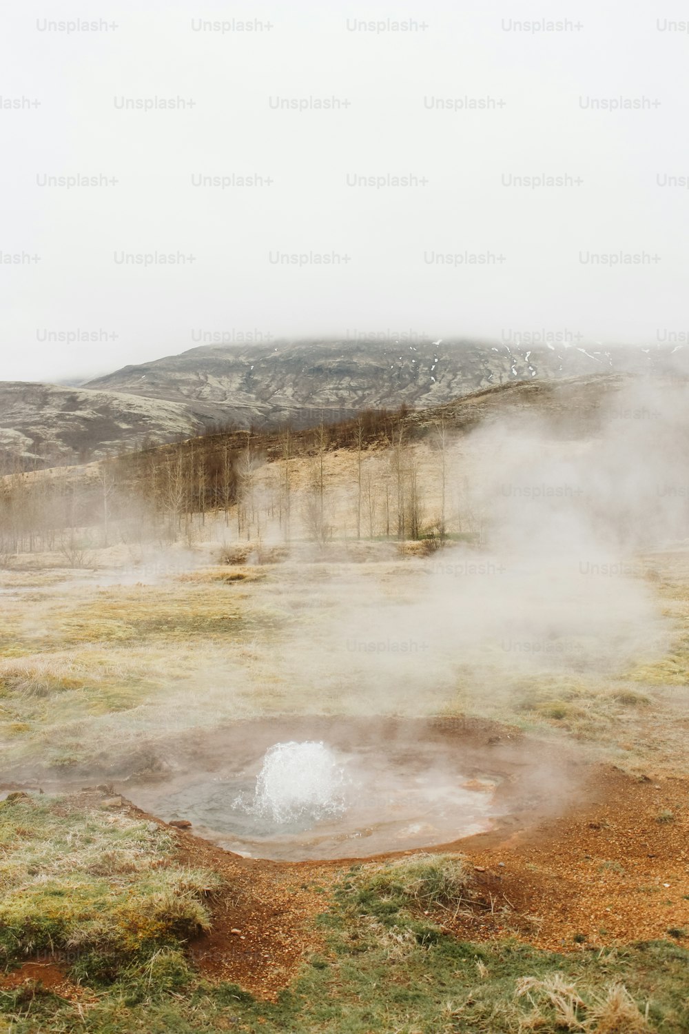 a hot spring in the middle of a field