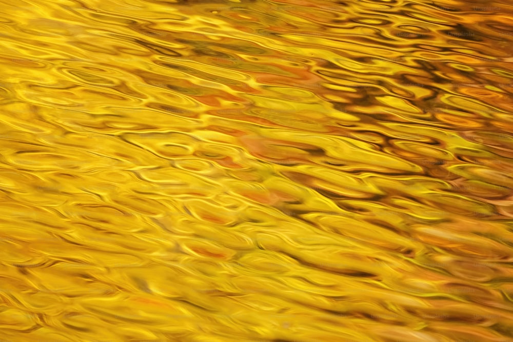 Un primer plano de una superficie de agua con colores amarillo y rojo