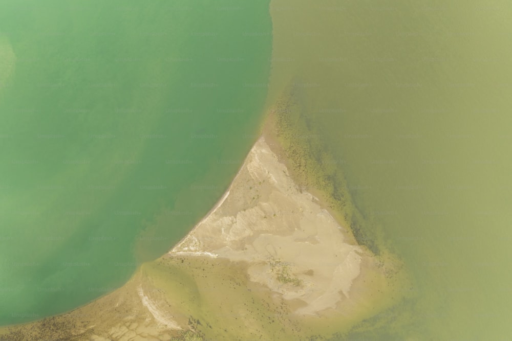 an aerial view of a large body of water