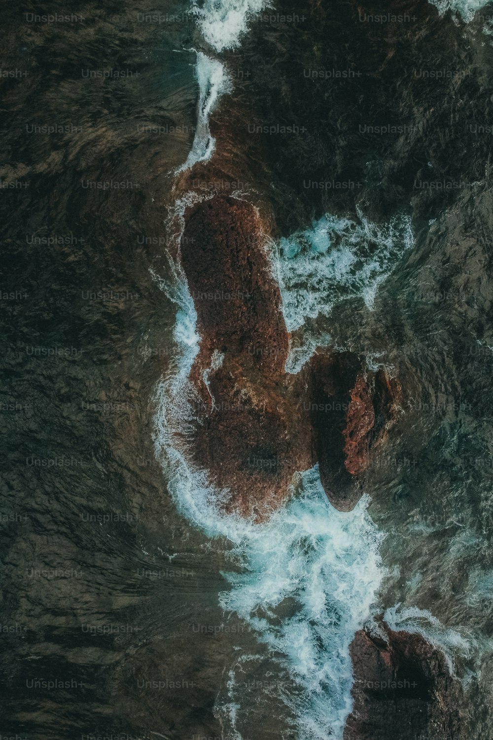 an aerial view of a body of water