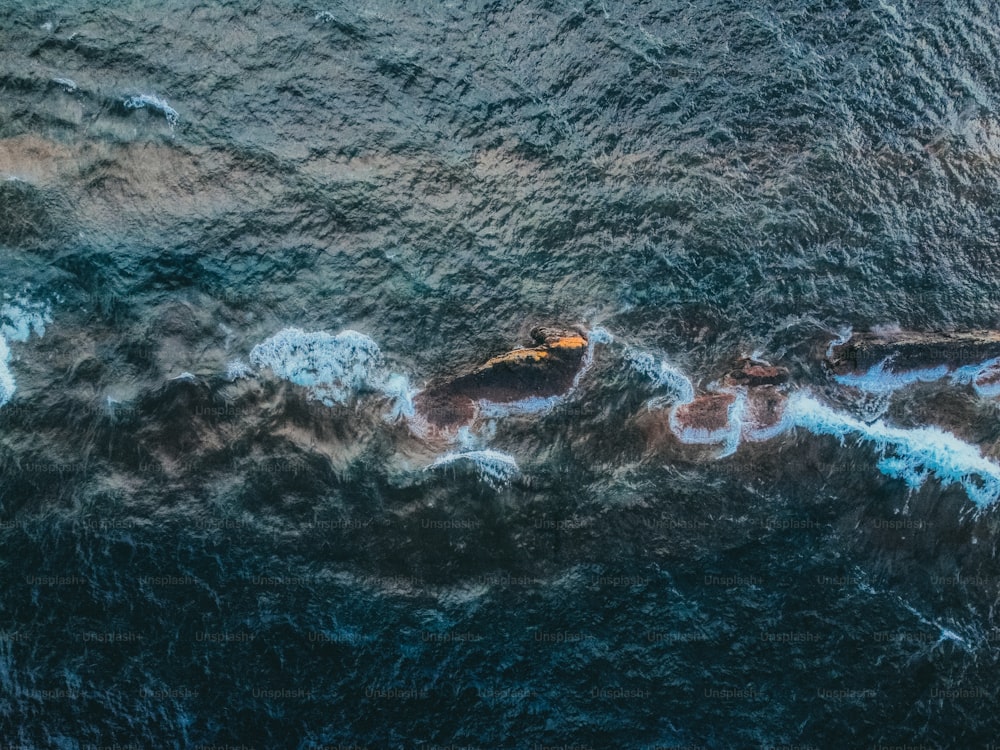 an aerial view of a body of water