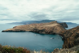 a large body of water surrounded by mountains