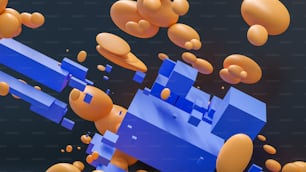 Una imagen generada por computadora de un objeto azul y naranja