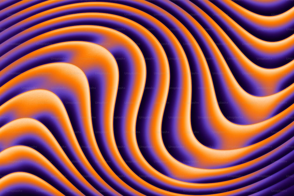 an orange and purple background with wavy lines