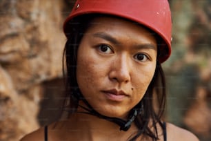 a close up of a person wearing a helmet