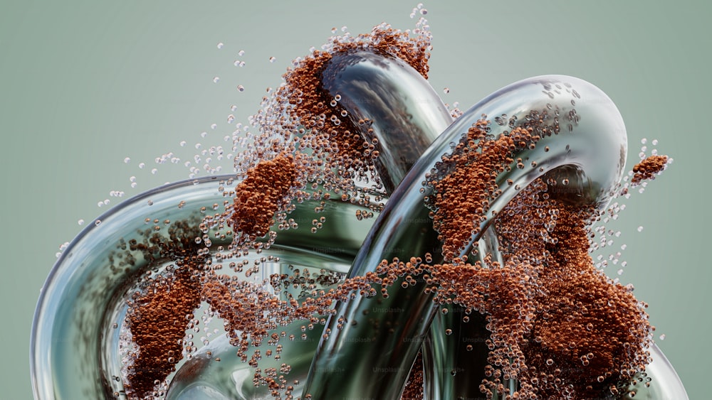 a close up of a glass vase filled with sand