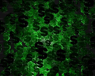 a lot of green dollar signs on a black background