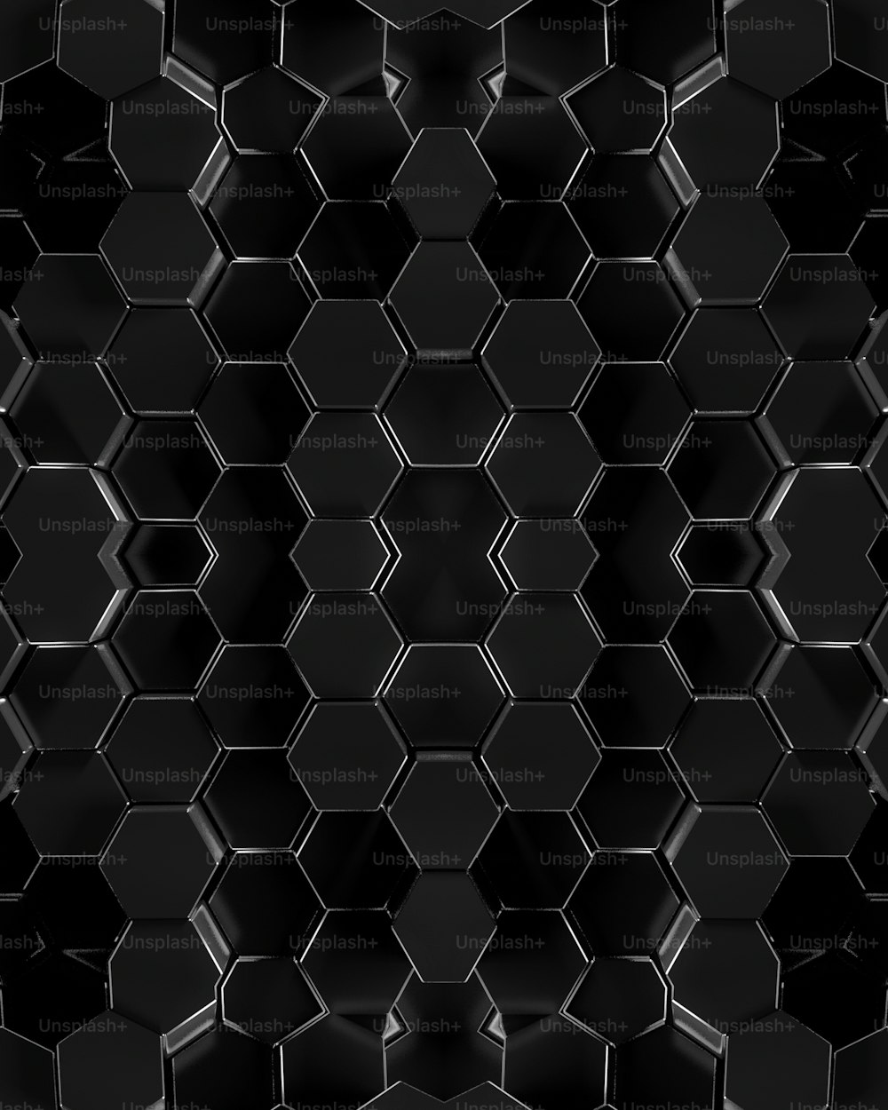 a black hexagonal pattern with a black background